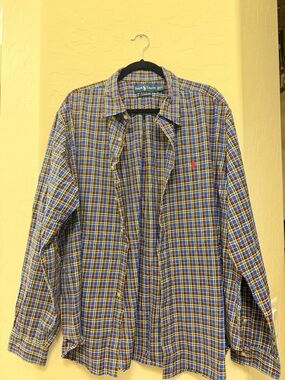 Ralph Lauren Men’s Blue & Yellow Plaid Button-Down Shirt
